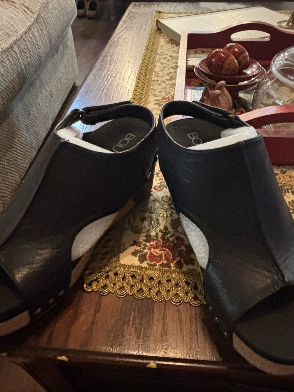 Boutique by Corkys Carley Black Smooth Wedge Sandals Women’s Size 8 New No Lid